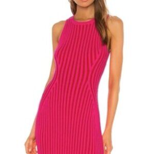 NWT Milly Midi Dress Knitted Hot Pink with Red XL